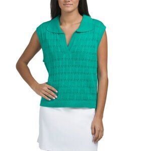 THE BUBBLE Palm Green Anna Collared Sweater